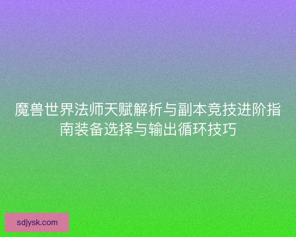 魔兽世界法师天赋解析与副本竞技进阶指南装备选择与输出循环技巧